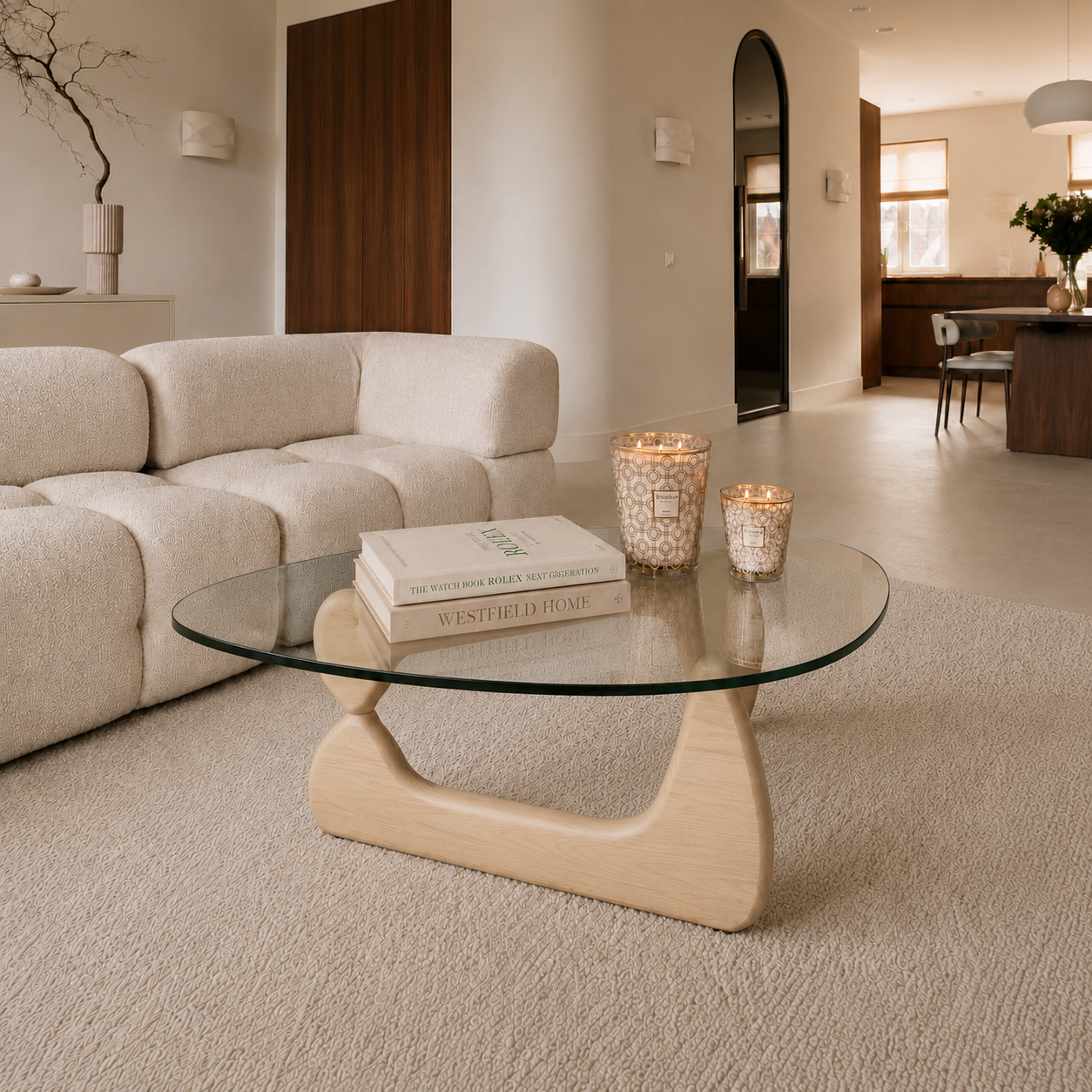 Westfield Nara – Organische Salontafel Naturel Eiken met Glazen Blad | Design Salontafel