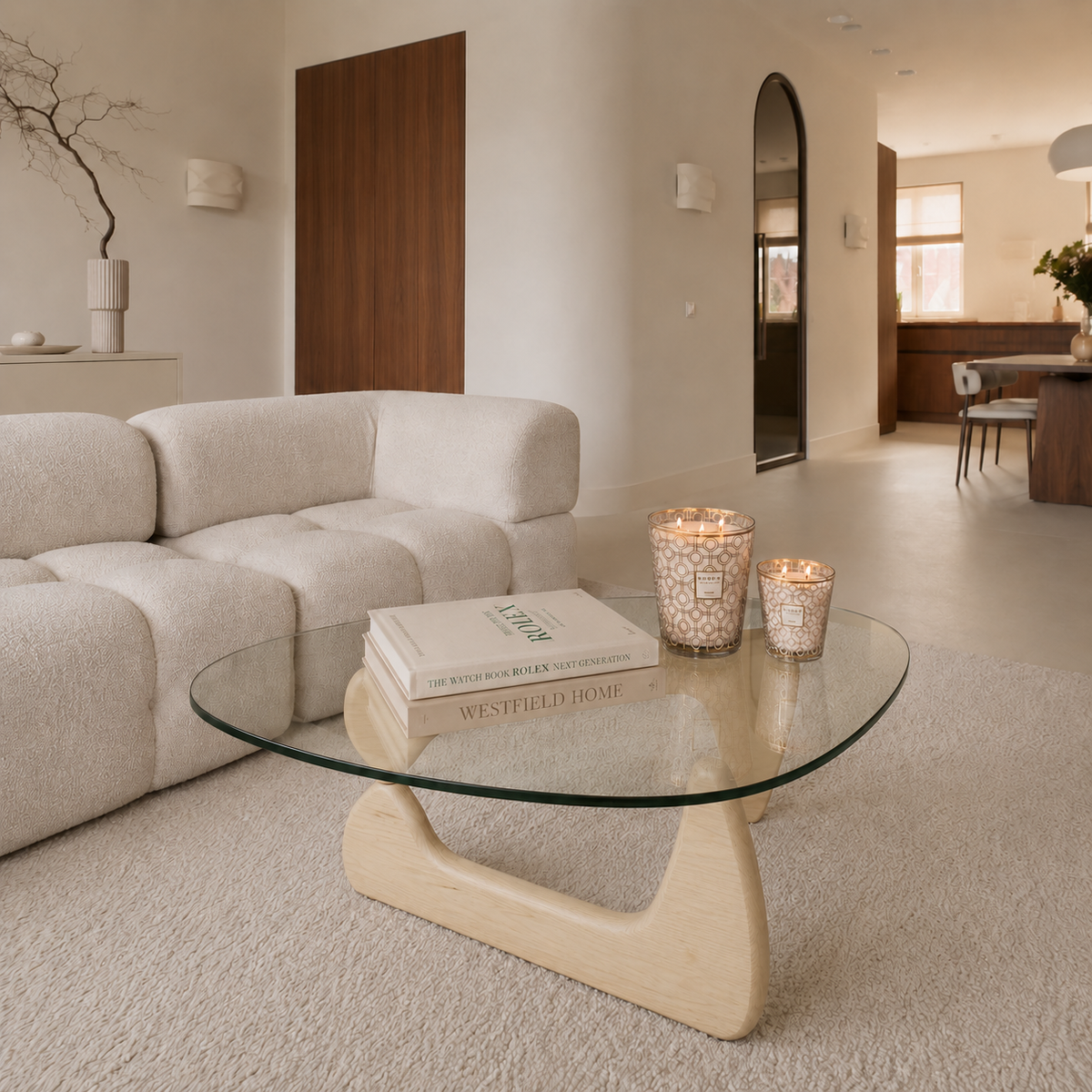 Westfield Nara – Organische Salontafel Naturel Eiken met Glazen Blad | Design Salontafel