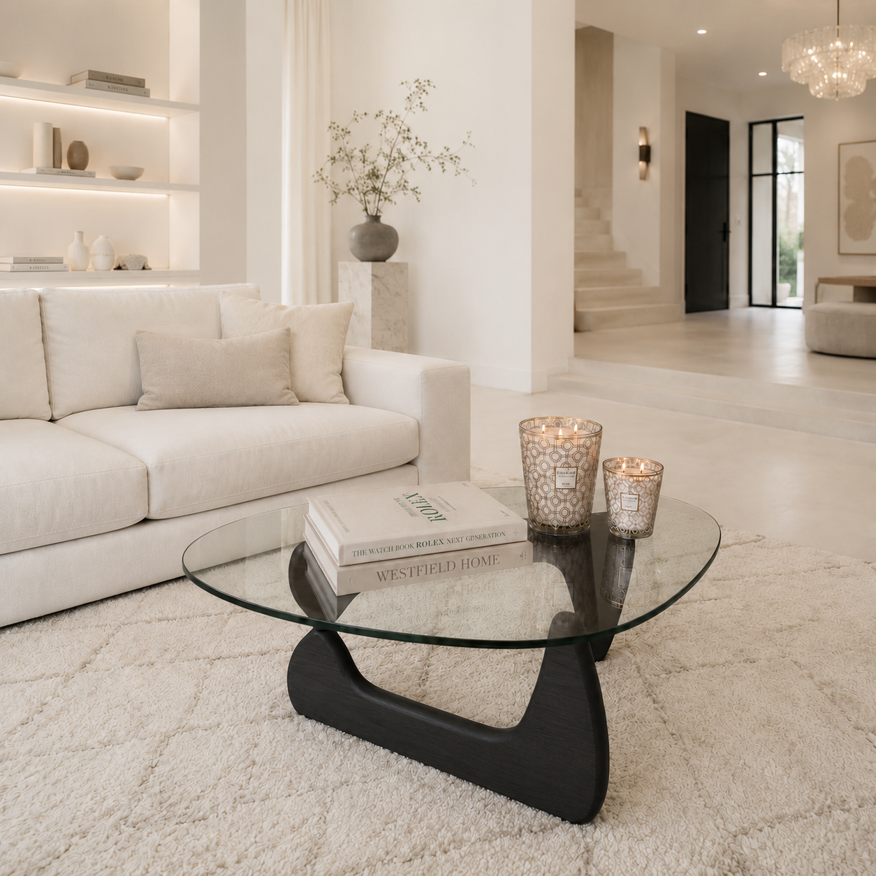 Westfield Nara – Organische Salontafel Zwart Eiken met Glazen Blad | Design Salontafel